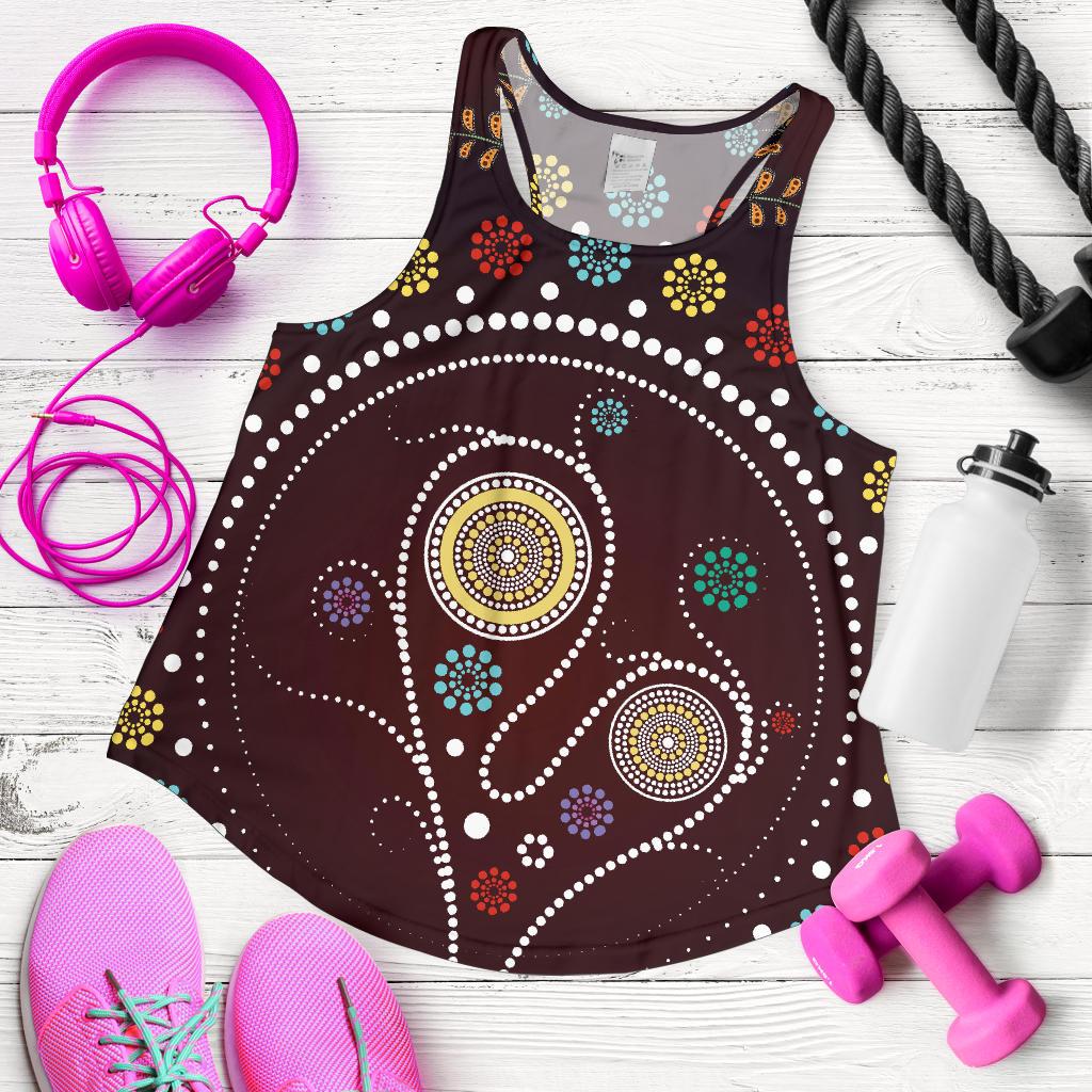 Racerback Tank - Aboriginal Dot Painting Top Tank Tree - Women - Vibe Hoodie