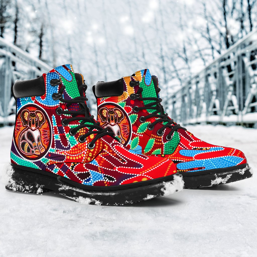 aboriginal-all-season-boots-koala-and-hand-art-dot-painting-boots