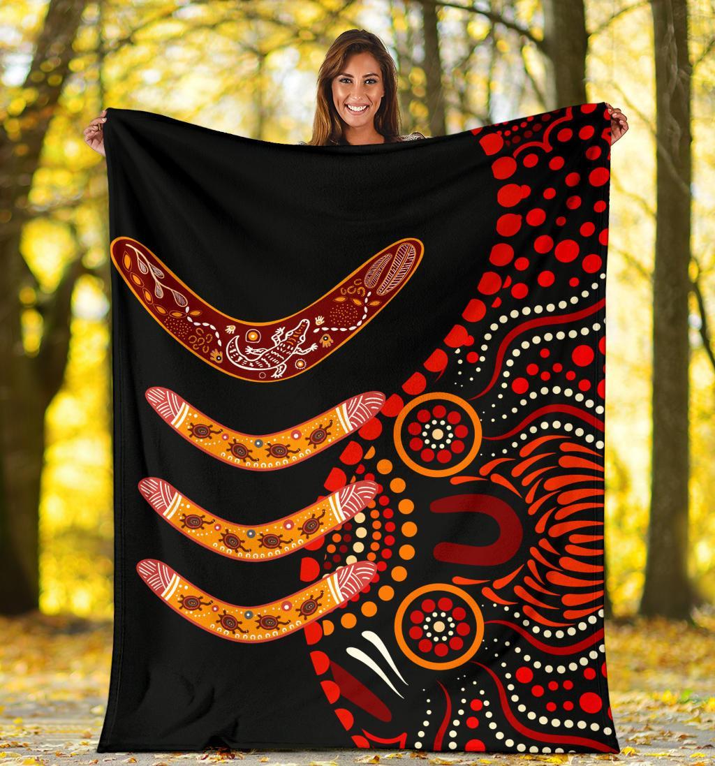 aboriginal-premium-blanket-aboriginal-boomerangs-with-dot-painting-pattern