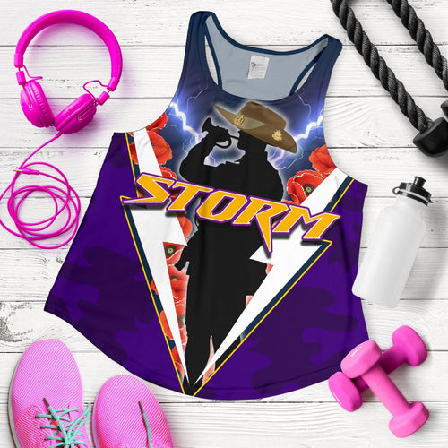 Melbourne Women's Racerback Tank Storm Anzacday - Vibe Hoodie