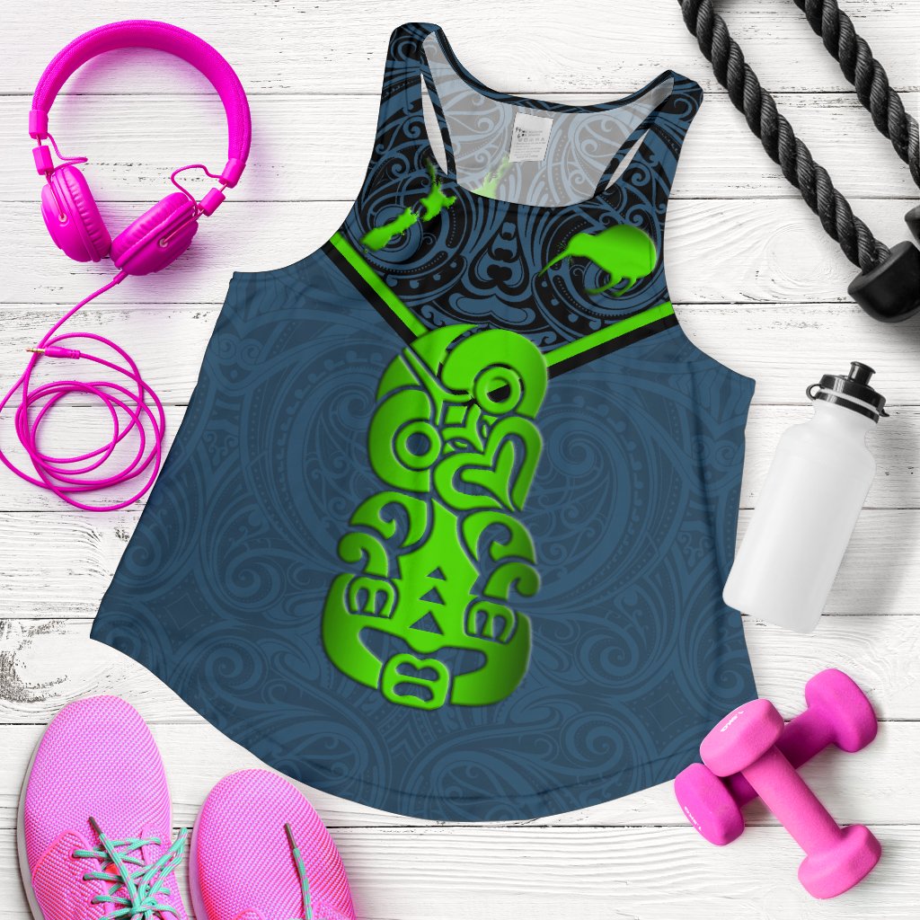New Zealand Maori Rugby Women Racerback Tank Pride Version - Navy - Vibe Hoodie