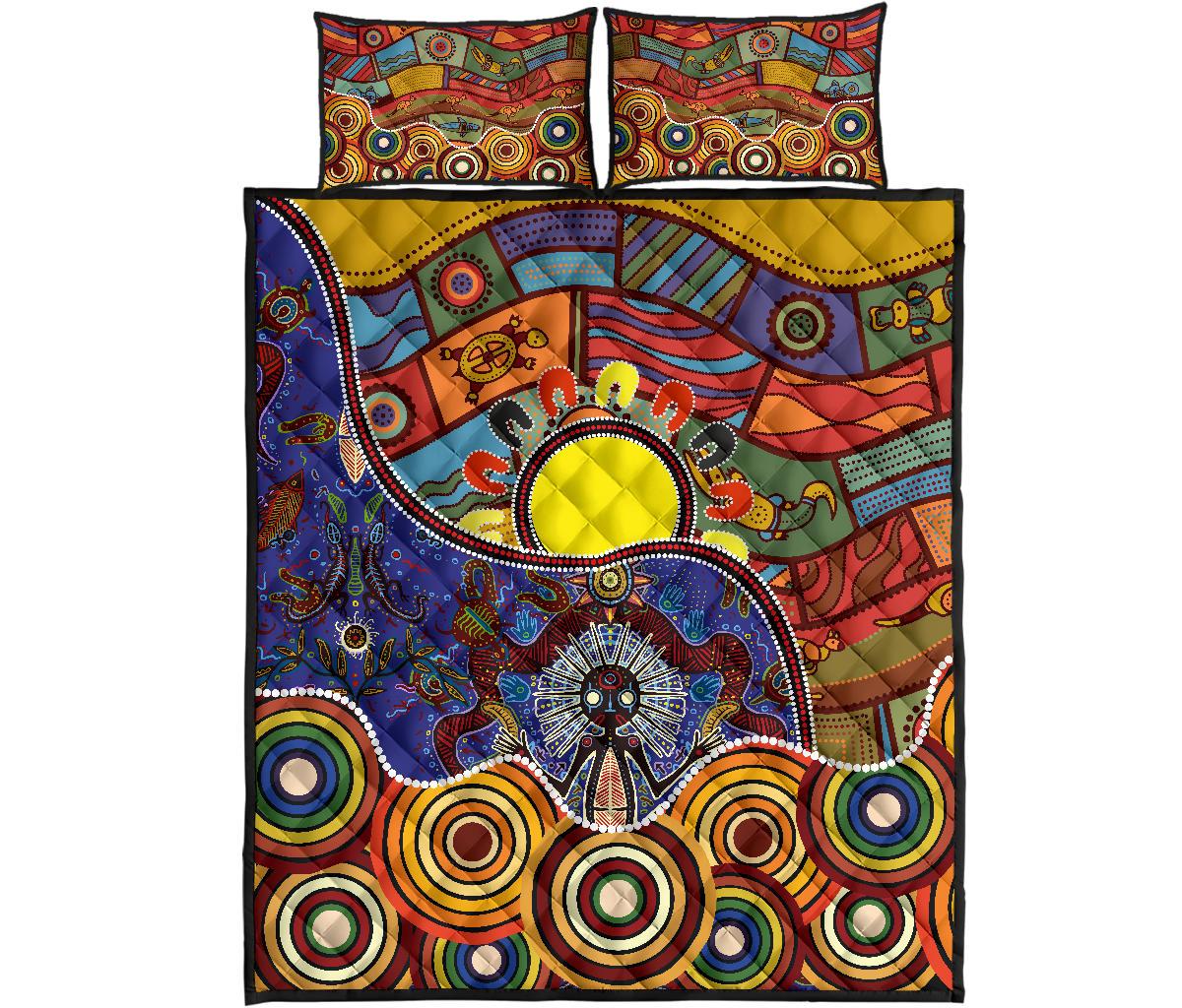 aboriginal-quilt-bed-set-shaman-people-and-animalsshaman-people-and-animals