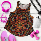 ABoriginal Women's Racerback Tank - Aboriginal Dot Painting Flowers Style Ver02 - Vibe Hoodie