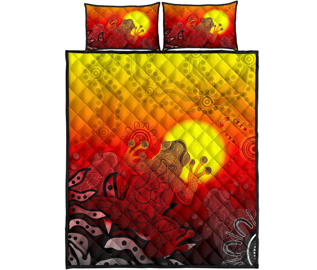 aboriginal-quilt-bed-set-indigenous-frog-red