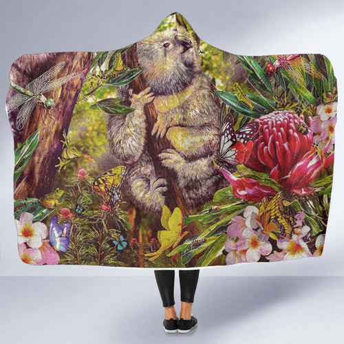 koala-hooded-blanket-3d-koala-with-waratah-flower-blanket