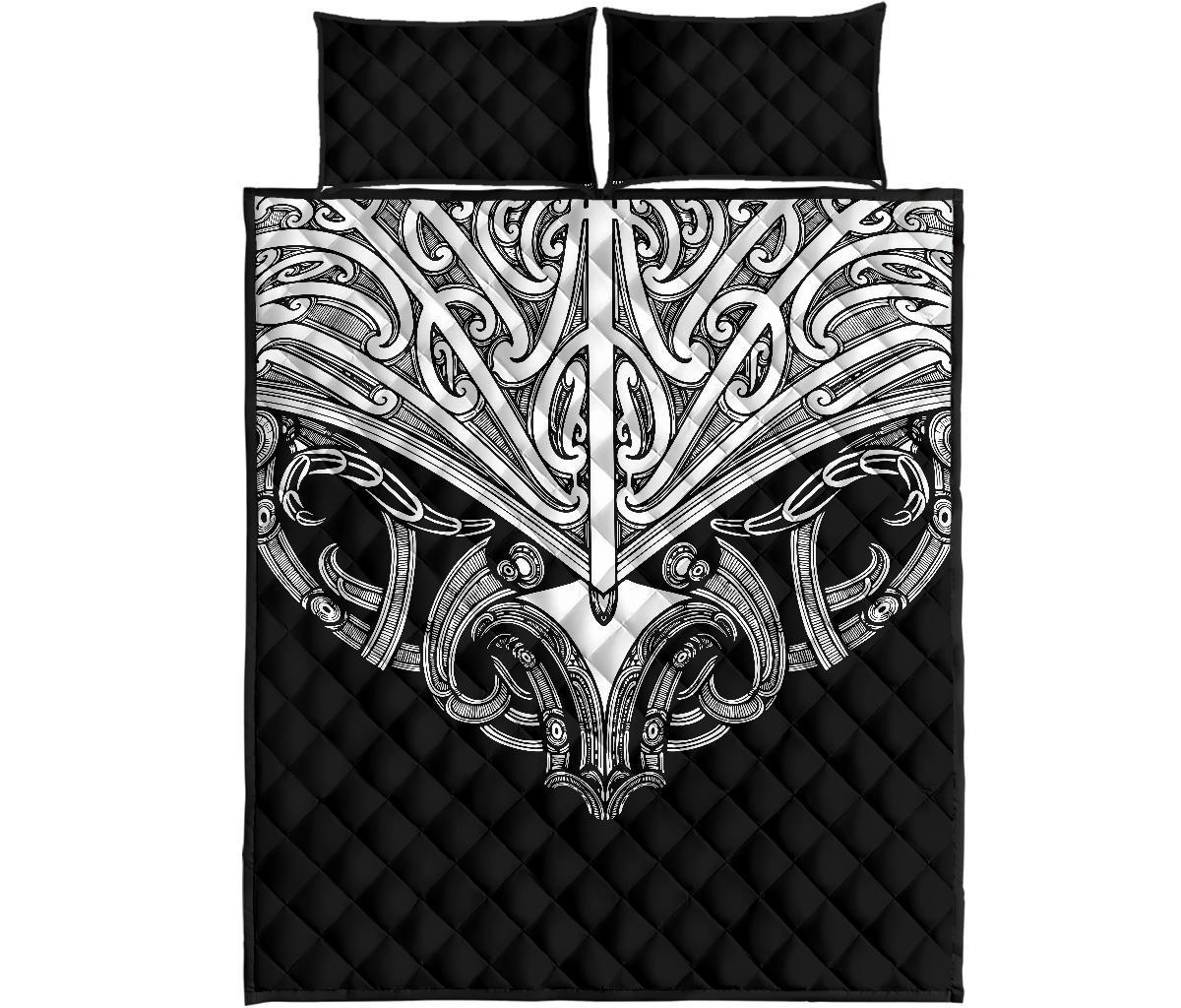 quilt-bed-set-nz-maori-tattoo-koru-white