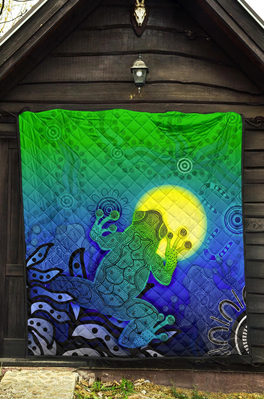 aboriginal-premium-quilt-indigenous-frog-blue