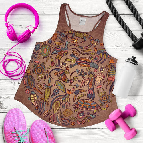 Racerback Tank - Aboriginal Patterns Tank Top Animal Art - Women - Vibe Hoodie