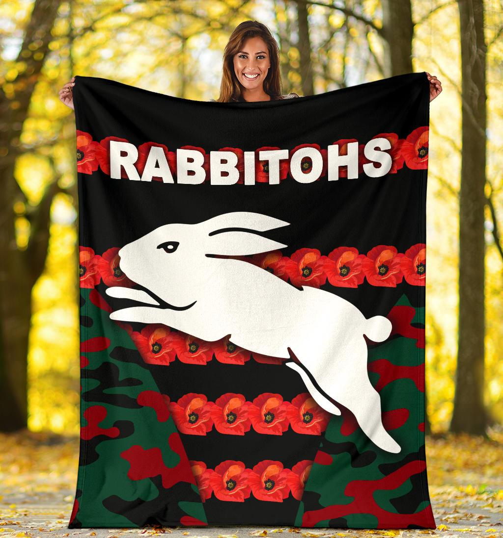 south-sydney-rabbitohs-premium-blanket-anzac-day-poppy-flower-vibes