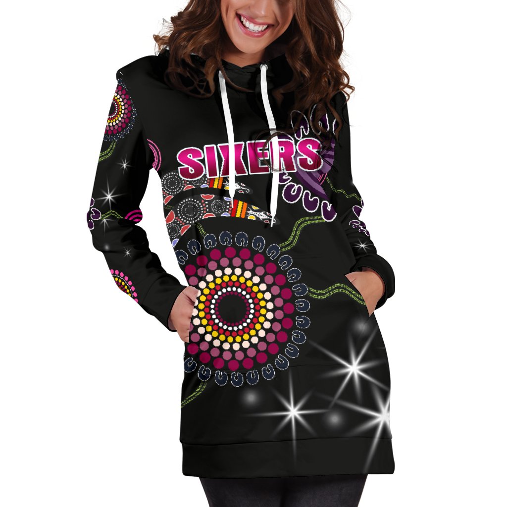 sydney-womens-hoodie-dress-sixers-indigenous-black