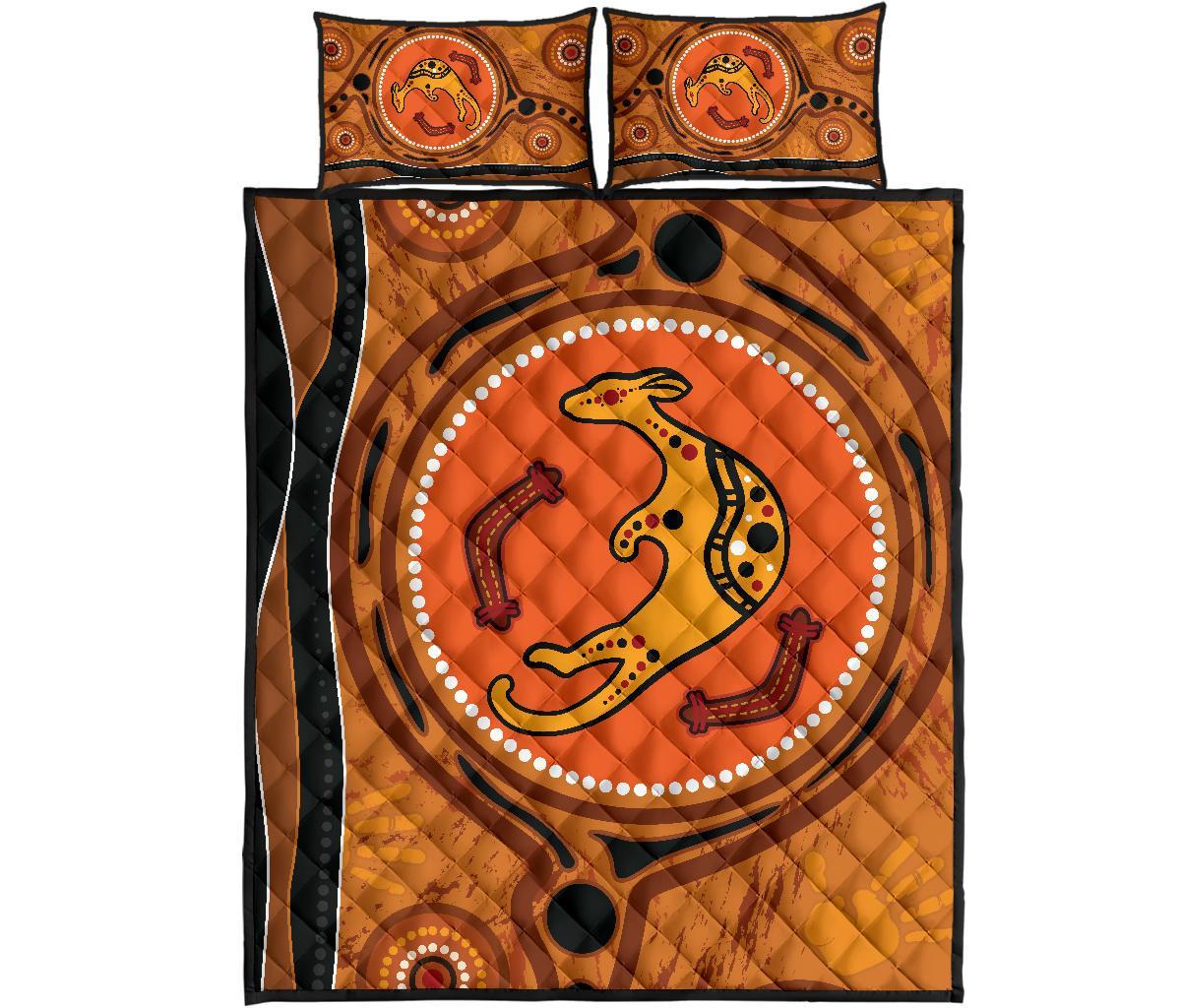 aboriginal-quilt-bed-set-indigenous-kangaroo-circle-dot-painting