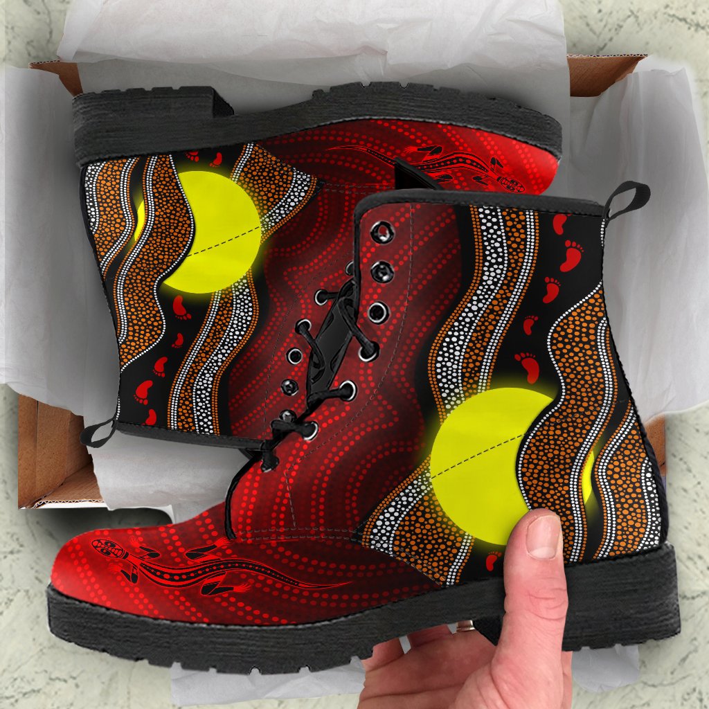 aboriginal-leather-boots-aboriginal-flag-lizard-dot-painting-style