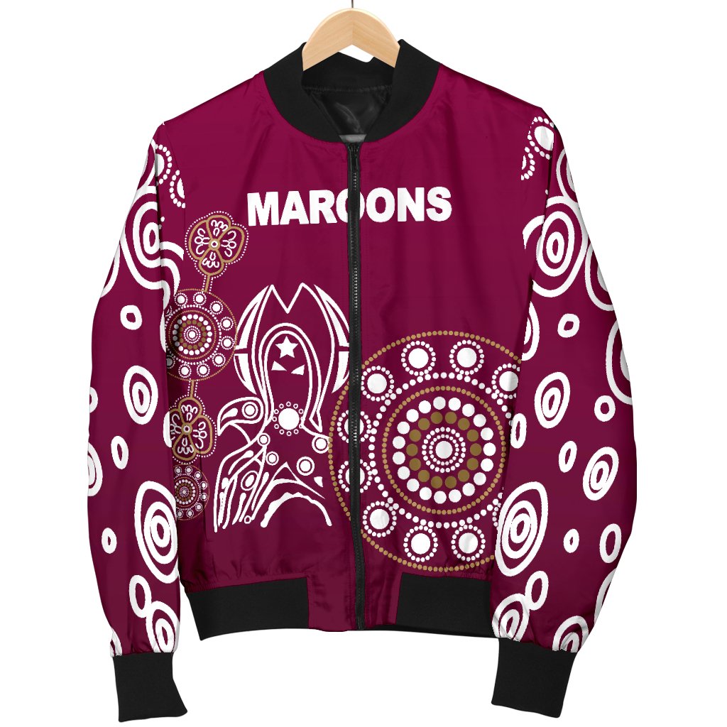 queensland-womens-bomber-jacket-maroons-simple-indigenous