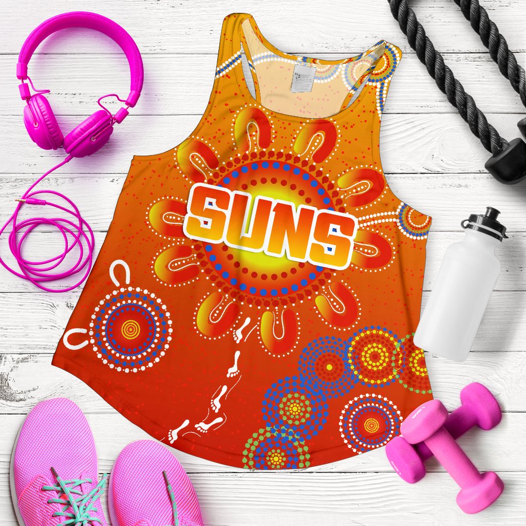 Naidoc Suns Women Racerback Tank Gold Coast Indigenous Style - Vibe Hoodie