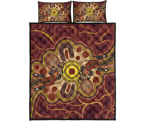 aboriginal-quilt-bed-set-indigenous-lizard-dot-painting-art