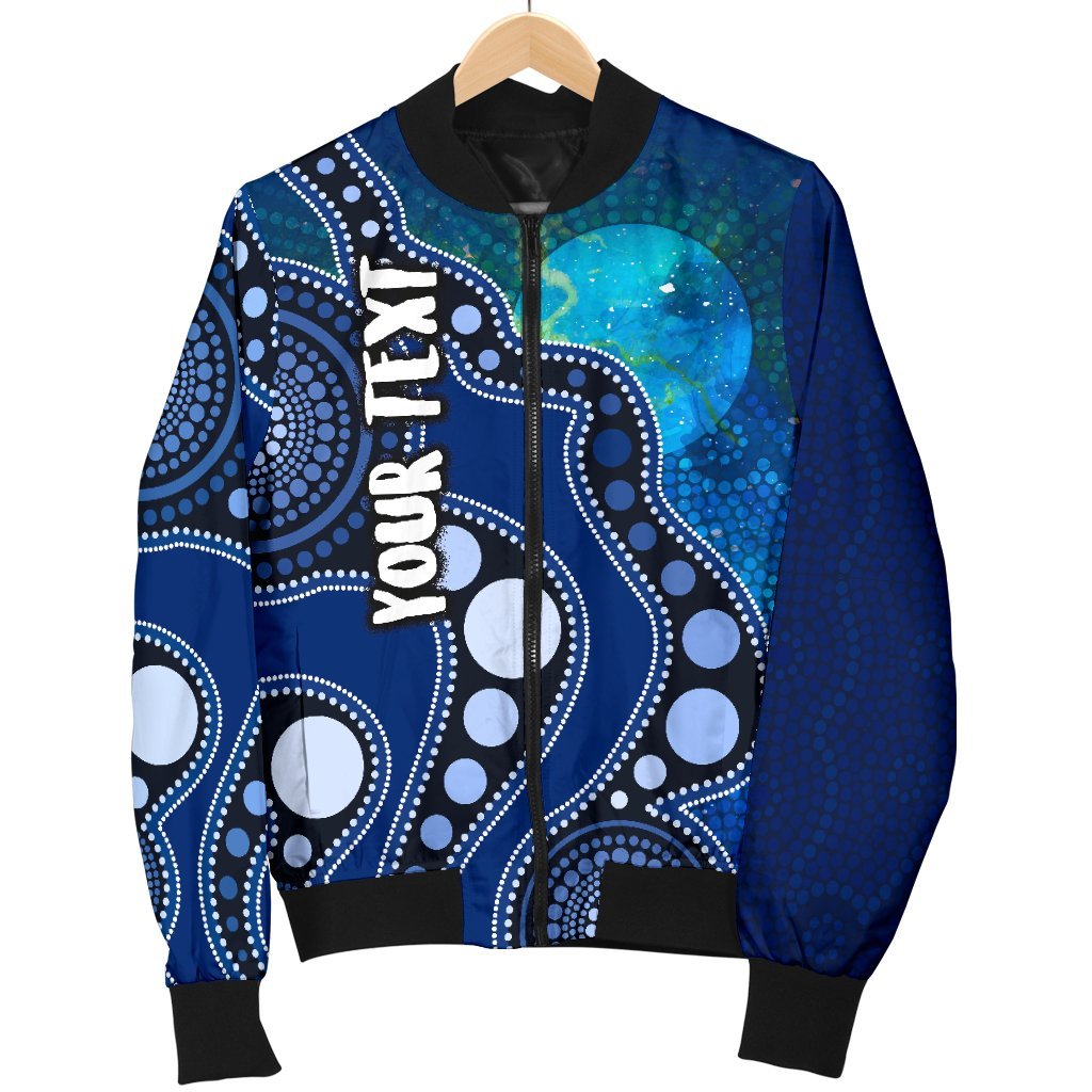 custom-text-aboriginal-womens-bomber-jackets-australia-indigenous-flag-circle-dot-painting-art-blue