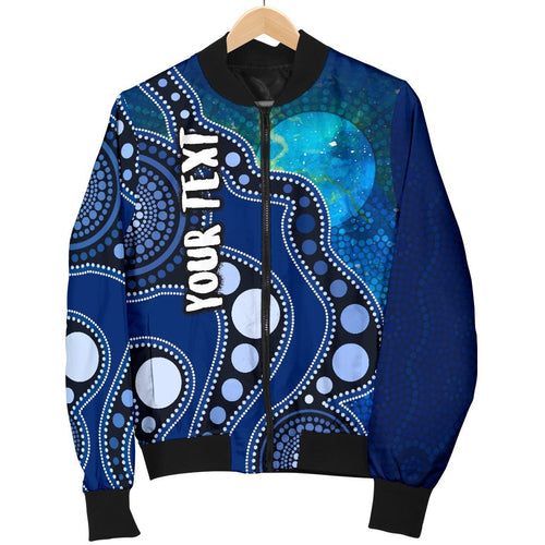 custom-text-aboriginal-womens-bomber-jackets-australia-indigenous-flag-circle-dot-painting-art-blue