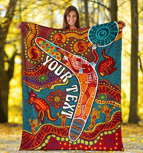 aboriginal-personalised-premium-blanket-indigenous-boomerang