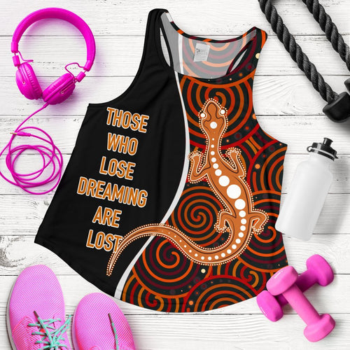 Aboriginal Personalised  Women's Racerback Tank - Indigenous Lizard Dreaming - Vibe Hoodie