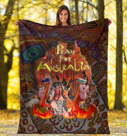 pray-for-australia-premium-blanket-aboriginal-pattern-love-australia