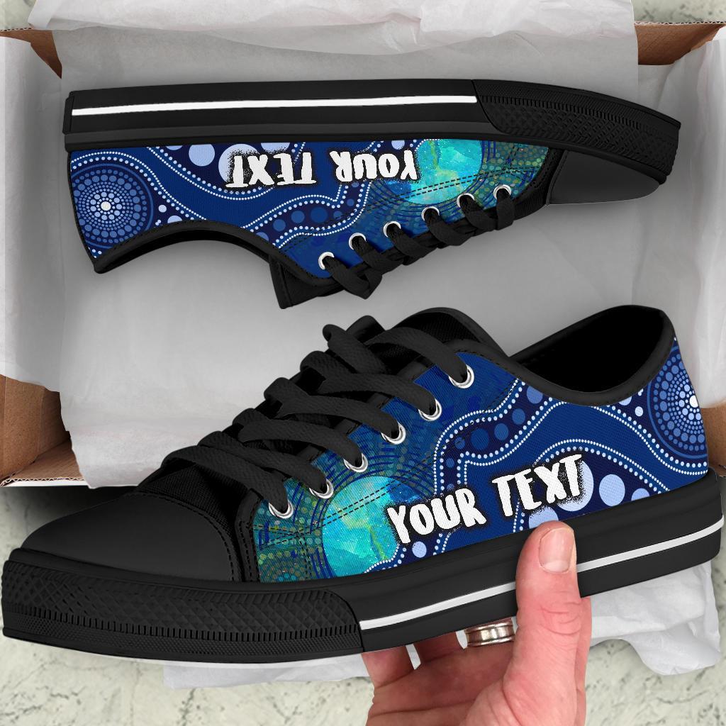 custom-text-aboriginal-low-top-shoes-australia-indigenous-flag-circle-dot-painting-art-blue