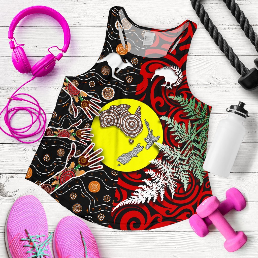 New Zealand Australia Women Racerback Tank - Maori Aboriginal - Vibe Hoodie