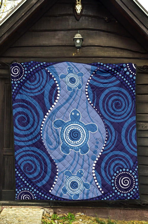 aboriginal-premium-quilt-australian-blue-turtle-aboriginal-art