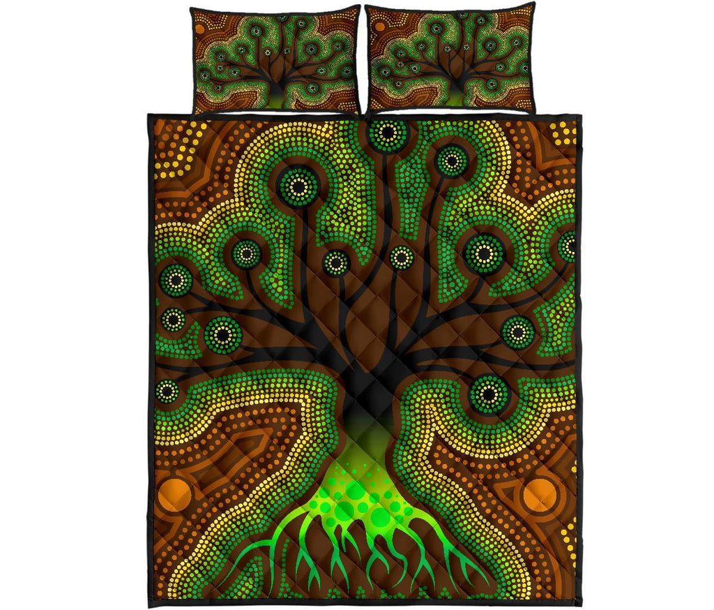 aboriginal-quilt-bed-set-tree-dot-painting-art