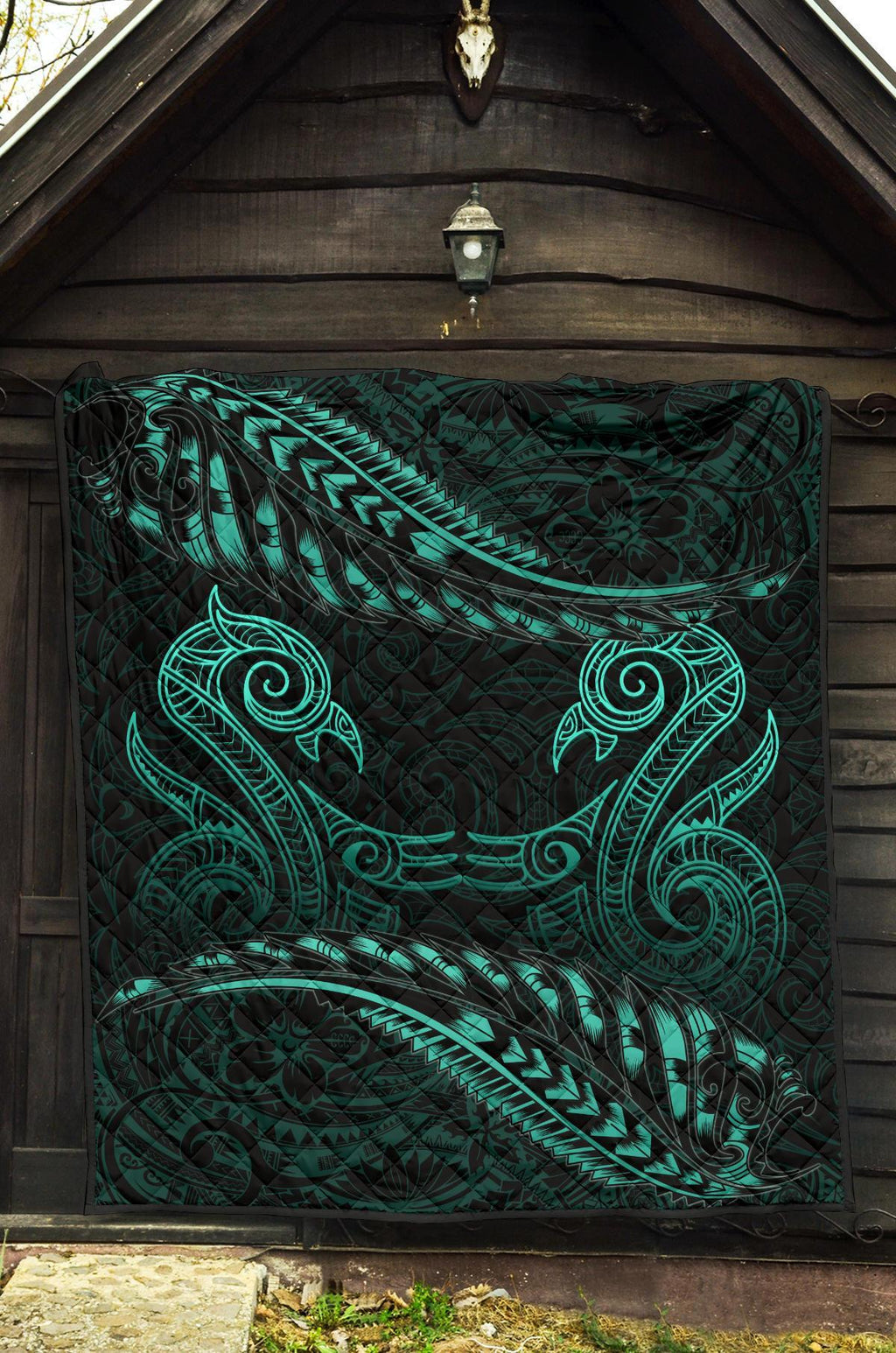 aotearoa-premium-quilt-turquoise-maori-manaia-with-silver-fern