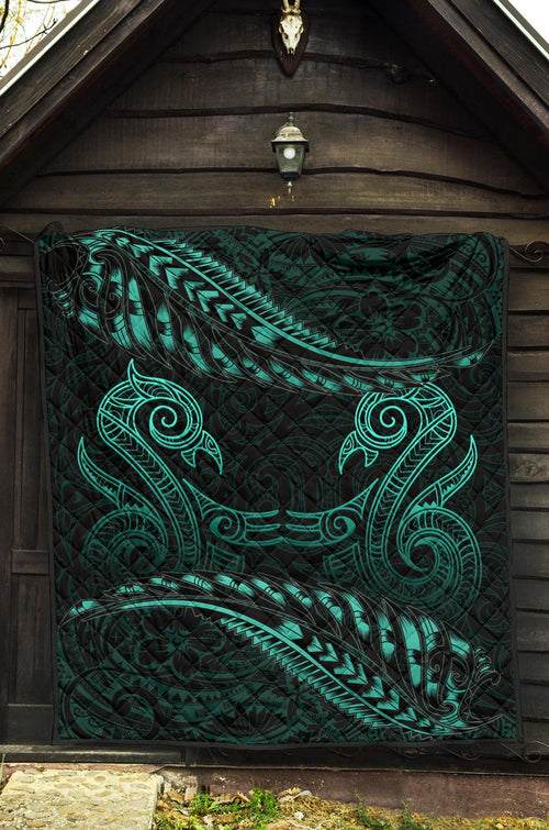 aotearoa-premium-quilt-turquoise-maori-manaia-with-silver-fern