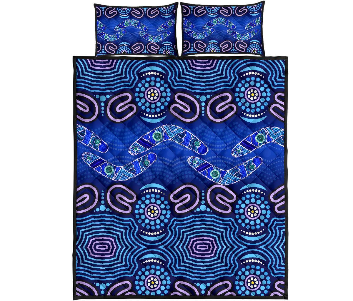 aboriginal-quilt-bed-set-boomerangs-and-dot-painting-art-ver02