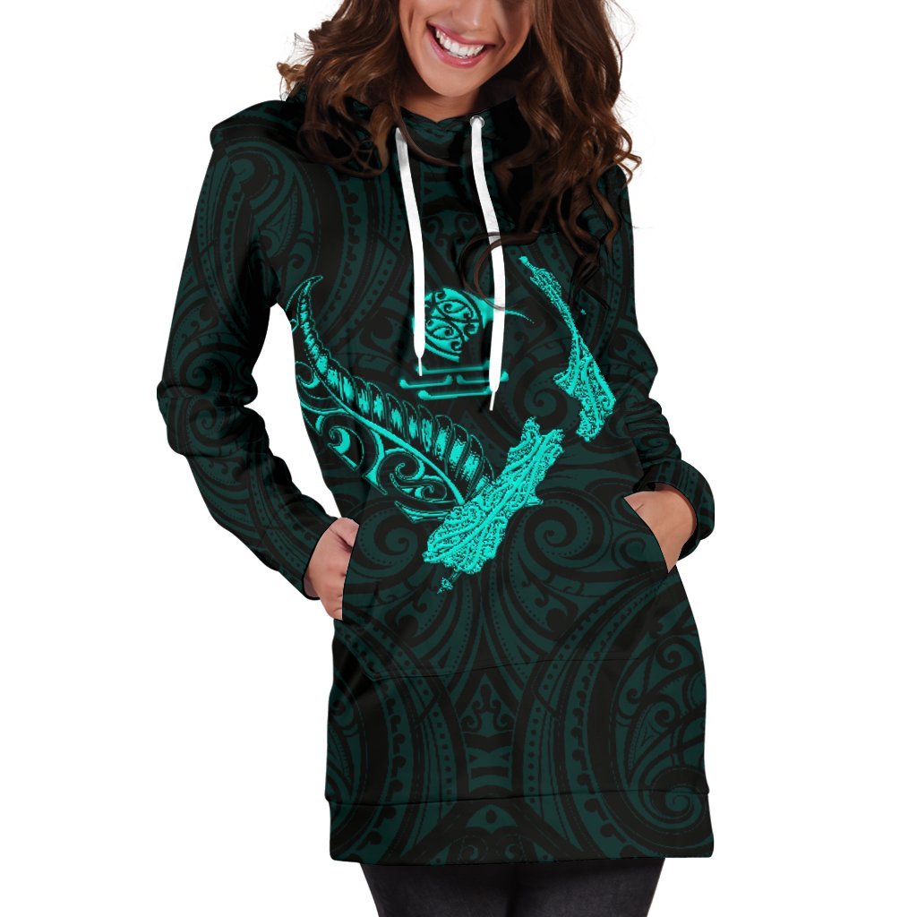 new-zealand-heart-womens-hoodie-dress-map-kiwi-mix-silver-fern-turquoise