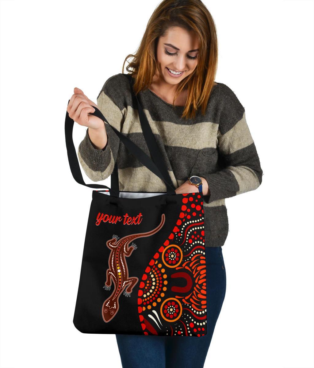 aboriginal-personalised-tote-bags-aboriginal-lizard-with-dot-painting-patterns