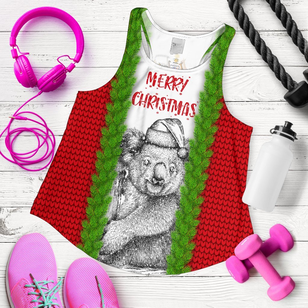 Christmas Women's Racerback Tank - Merry Christmas Koala - Vibe Hoodie