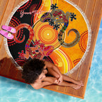 aboriginal-personalised-beach-blanket-couple-aboriginal-lizards