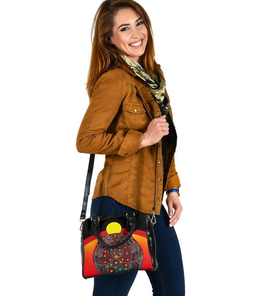 Shoulder Handbag - Aboriginal Sublimation Dot Pattern Style (Red) - Vibe Hoodie