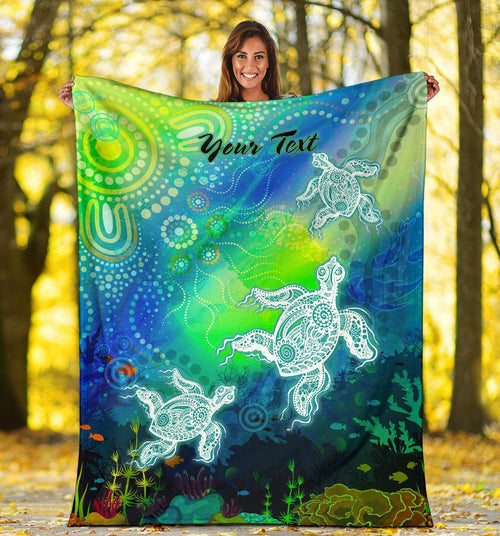 custom-text-aboriginal-premium-blanket-indigenous-turtle-ocean-dot-painting-art
