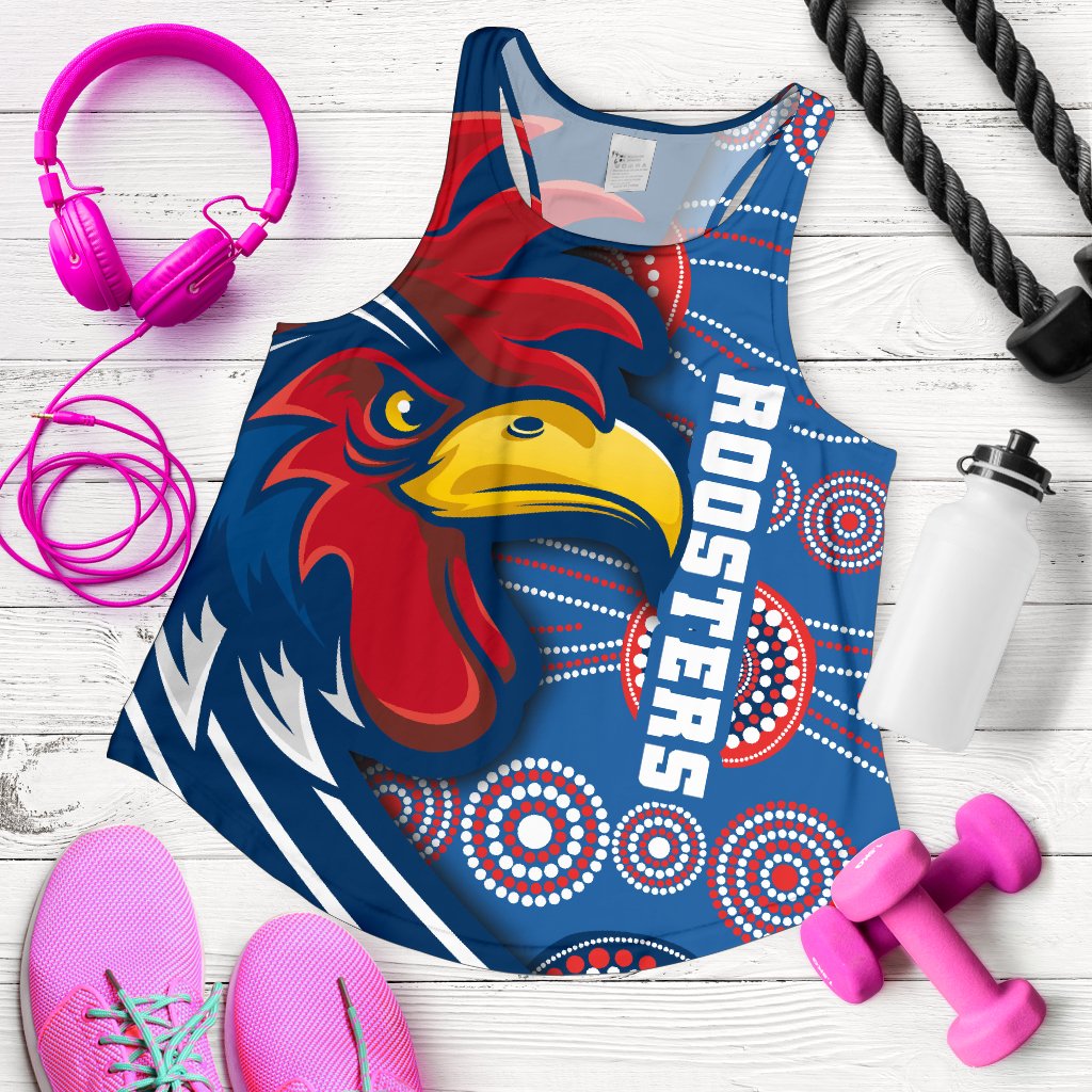 (Custom Personalised) Australia Roosters Women's Racerback Tank Three Tiles Style - Vibe Hoodie