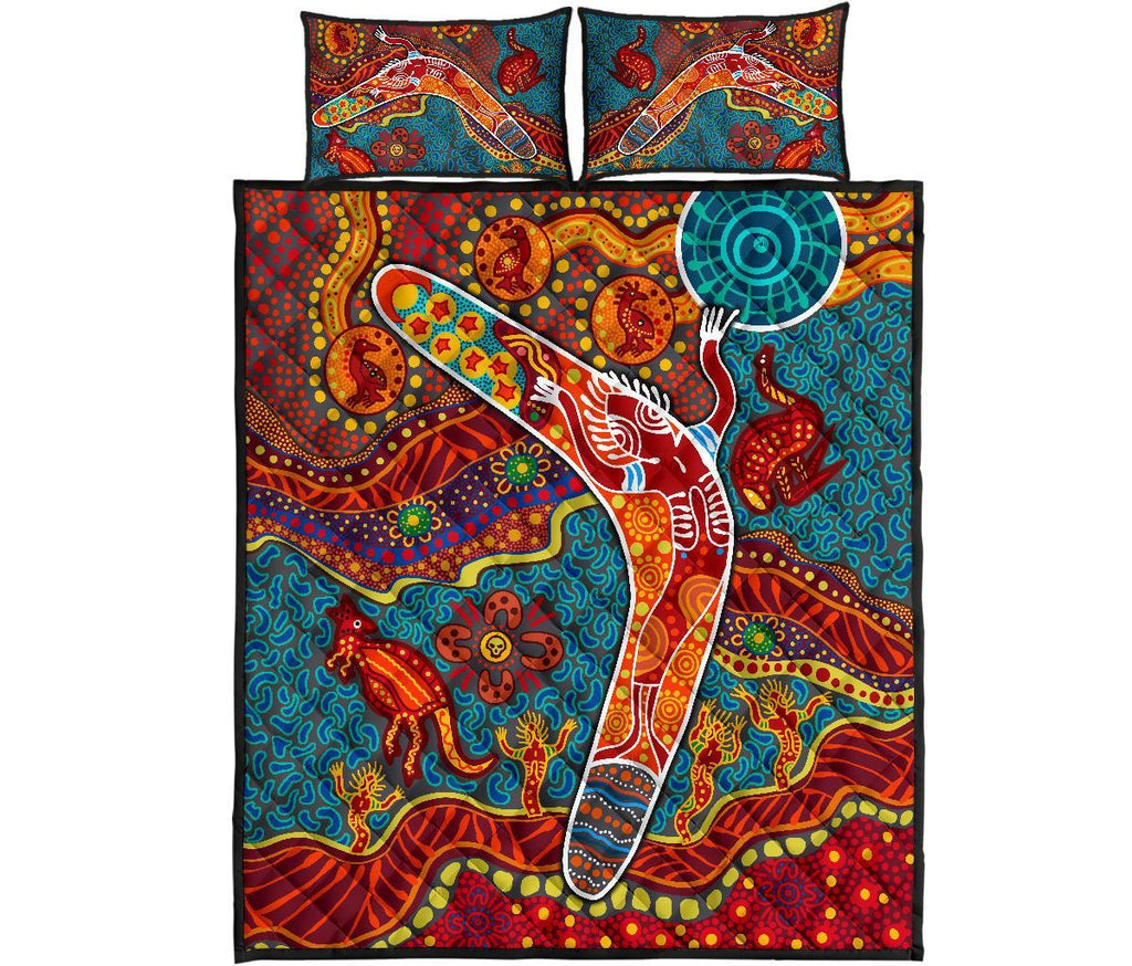 aboriginal-quilt-bed-set-indigenous-boomerang