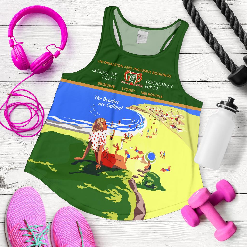 Racerback Tank - Queensland Tank Top Vintage Poster - Women - Vibe Hoodie