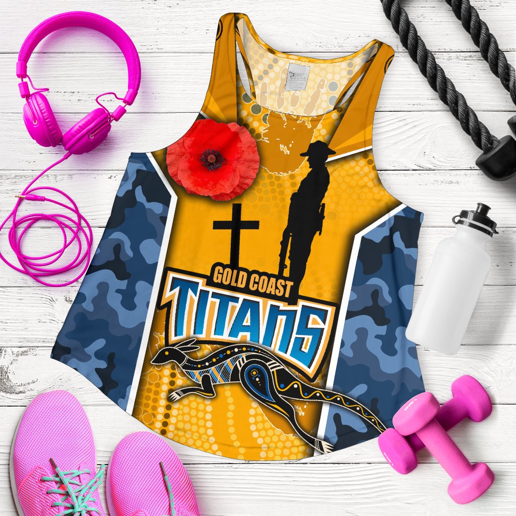 Titans Women's Racerback Tank Gold Coast Anzac Day Armor Version - Vibe Hoodie