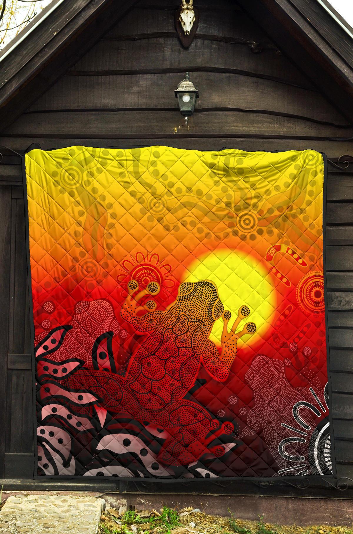 aboriginal-premium-quilt-indigenous-frog-red