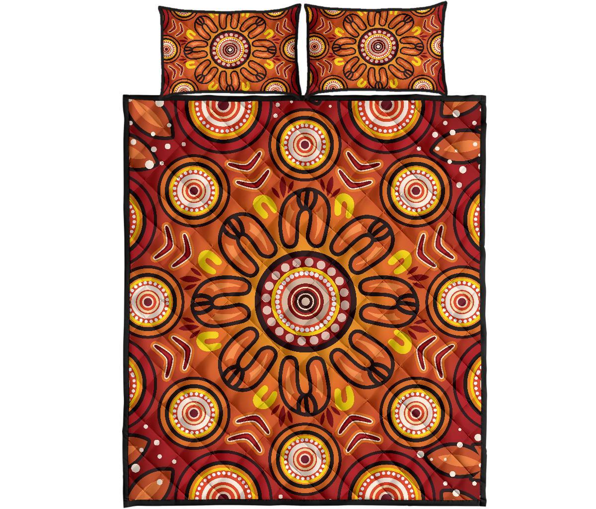 aboriginal-quilt-bed-set-circle-flowers-patterns-ver01
