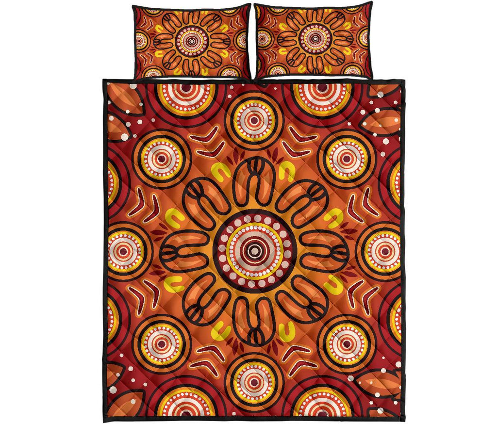 aboriginal-quilt-bed-set-circle-flowers-patterns-ver01