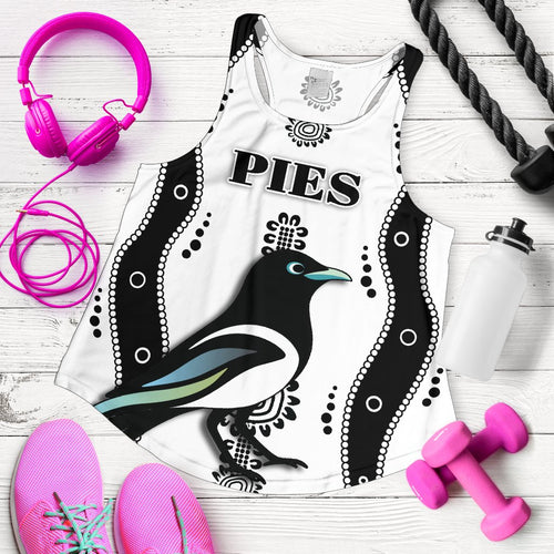 Collingwood Women Racerback Tank Pies Indigenous - White - Vibe Hoodie