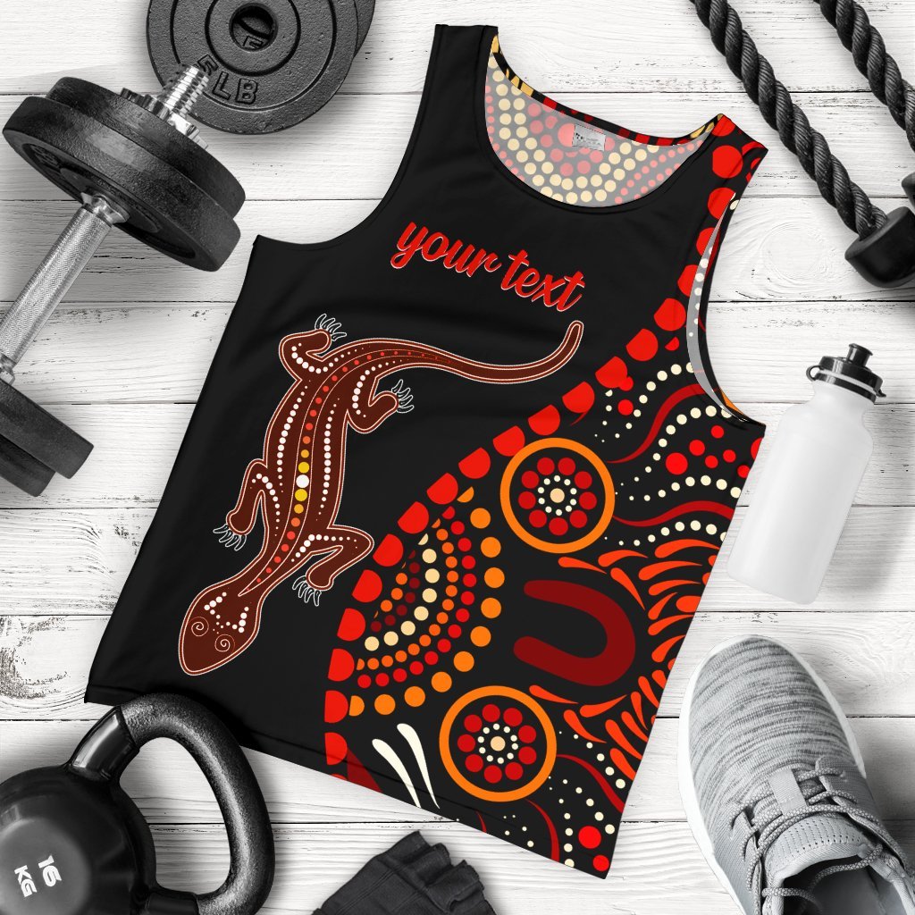 aboriginal-personalised-mens-tank-top-aboriginal-lizard-with-dot-painting-patterns