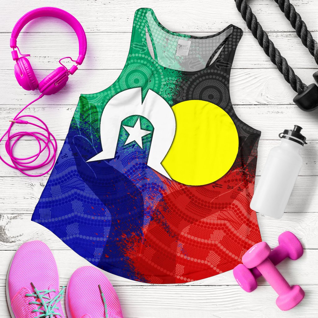 Aboriginal Women's Racerback Tank, Australia Naidoc Week Indigenous Flag Style - Vibe Hoodie