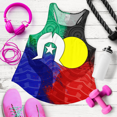 Aboriginal Women's Racerback Tank, Australia Naidoc Week Indigenous Flag Style - Vibe Hoodie