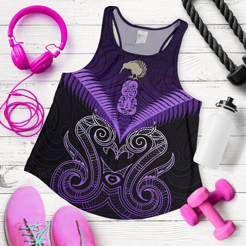 Maori Manaia New Zealand Women Racerback Tank Purple - Vibe Hoodie