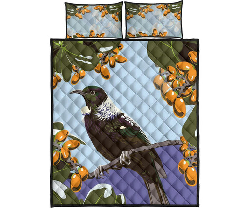 tui-bird-new-zealand-karaka-berries-quilt-bed-set